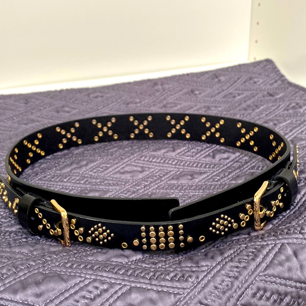 Rebecca Minkkoff black leather studded belt XS